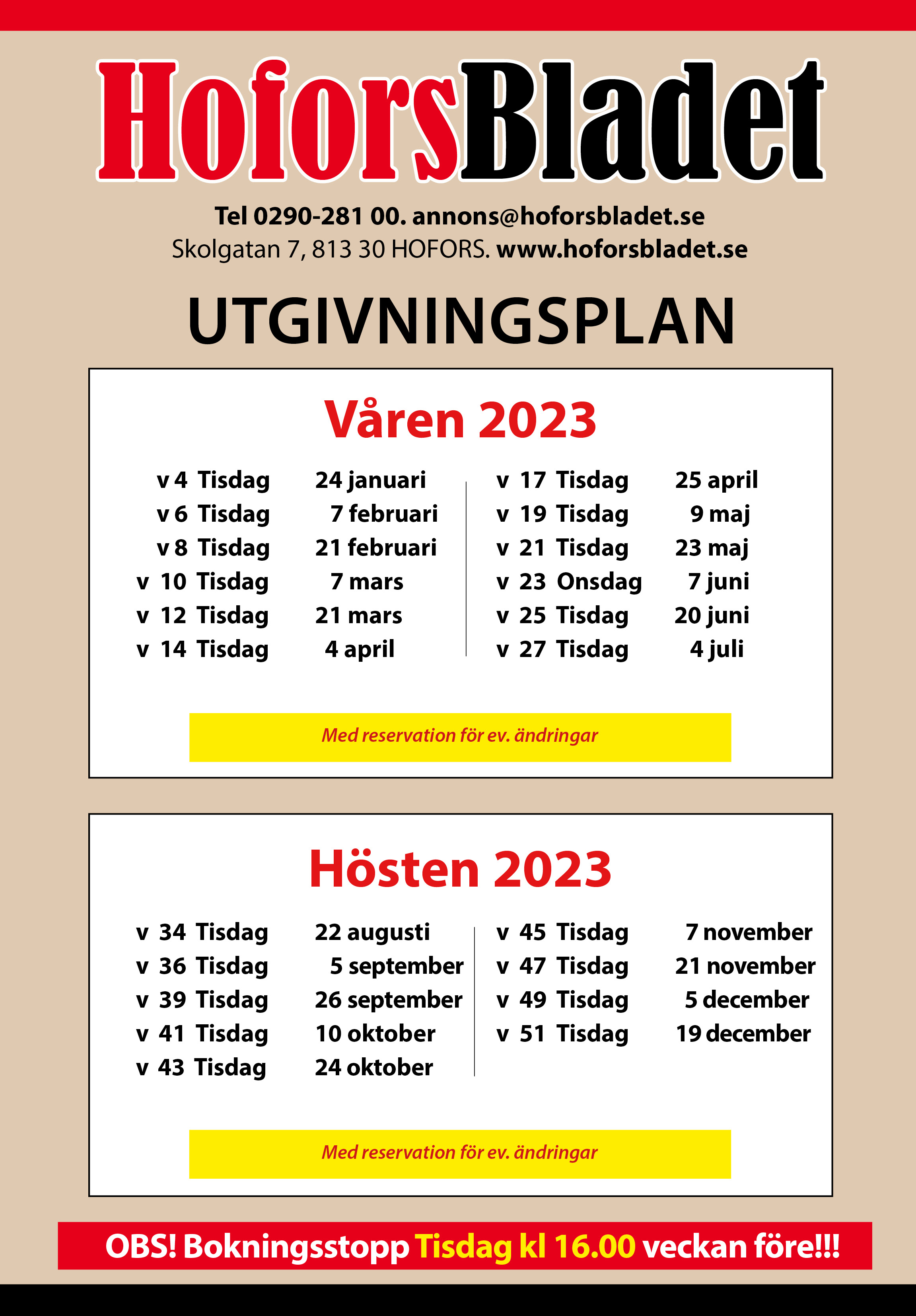 Utgivningsplan 2023