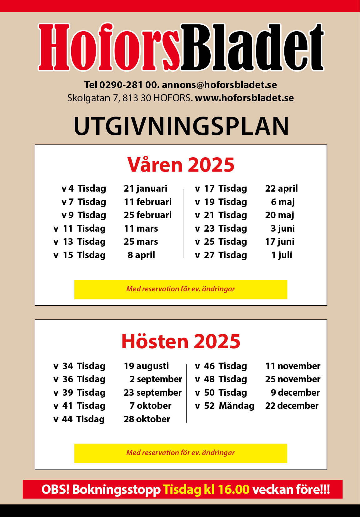 Utgivningsplan 2025